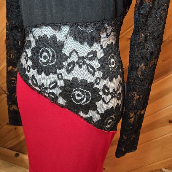 Made in the USA Lace/Rayon Full Length Sexy Dress Open Back Large Stretch - Picture 3 of 15